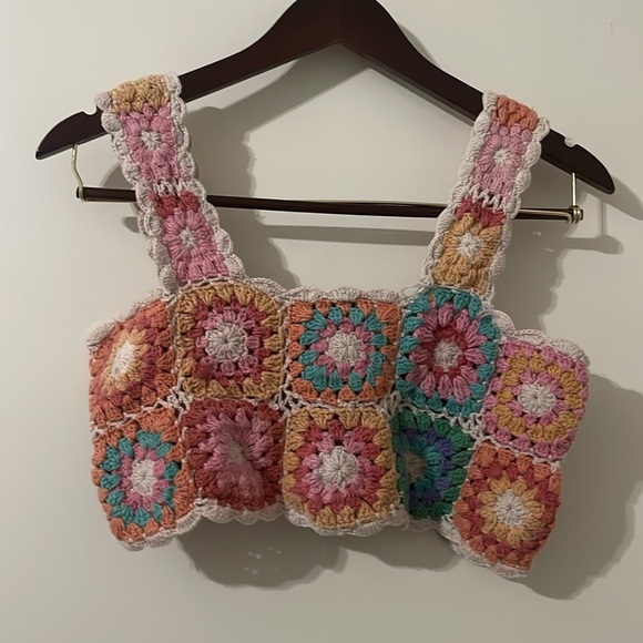 Beach Riot Eliza Colorful Crochet Top Size L - Picture 4 of 7